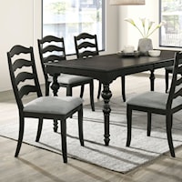 Transitional 9-Piece Dining Table Set with Ladderback Side Chairs