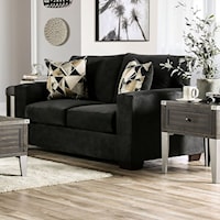 Contemporary Black Loveseat with Track Arms