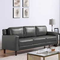 Contemporary Faux Leather Sofa with Tapered Legs - Gray