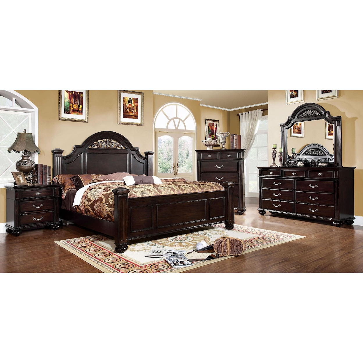 Furniture of America Syracuse 4-Piece Queen Bedroom Set