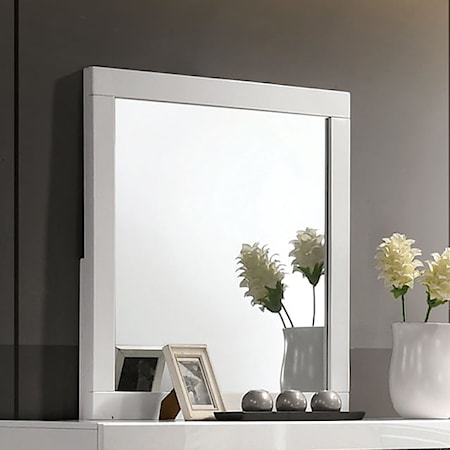 Contemporary Dresser Mirror with White Trim
