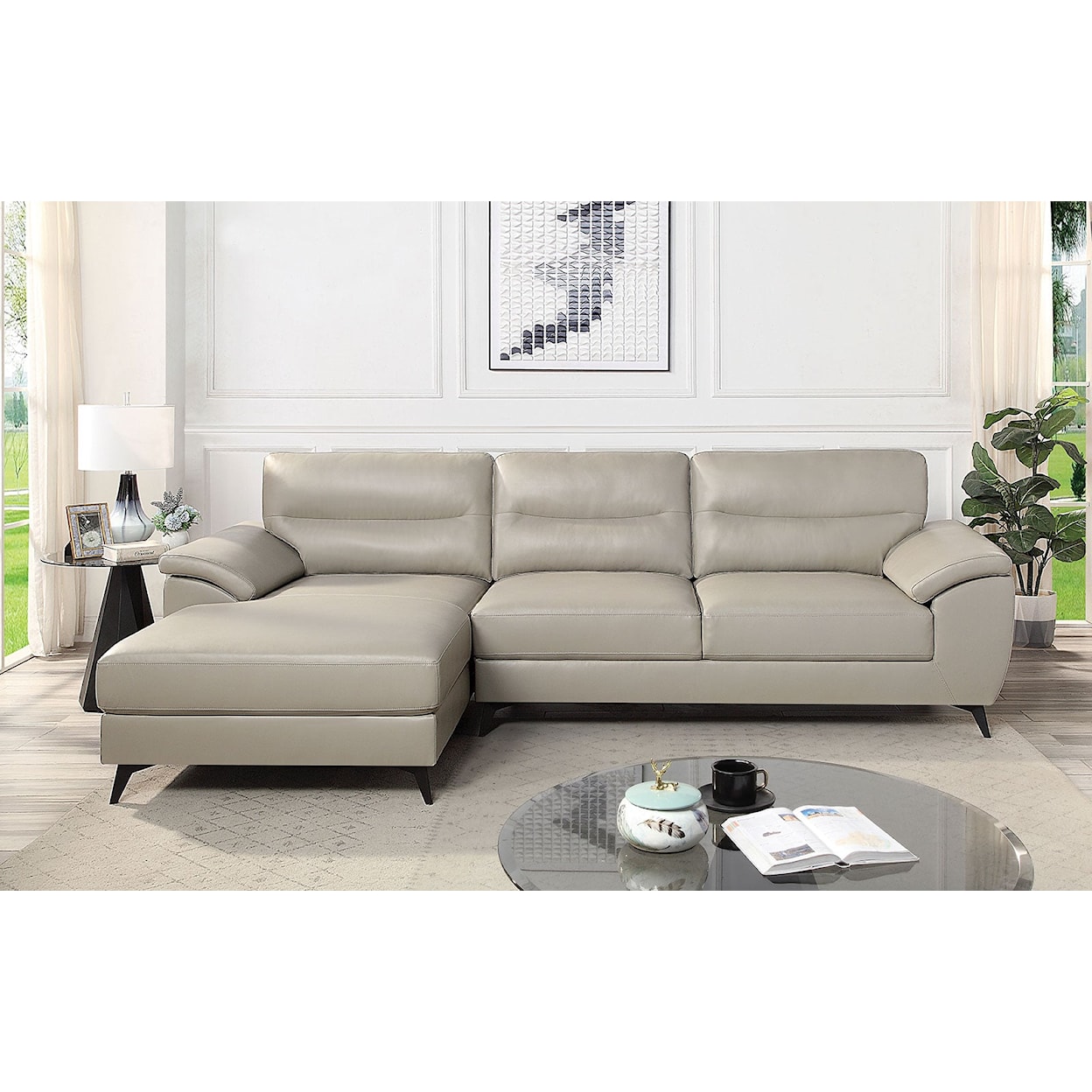 Furniture of America MOHLIN Stationary Sectional Sofa