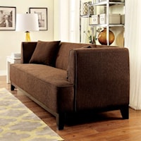 Transitional Loveseat with Exposed Wooden Legs