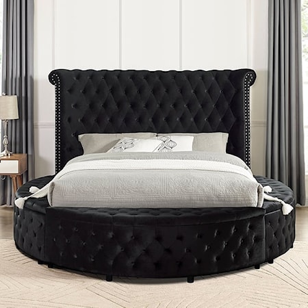 King Upholstered Round Bed