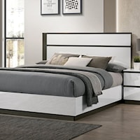 Contemporary Two Tone King Panel Bed
