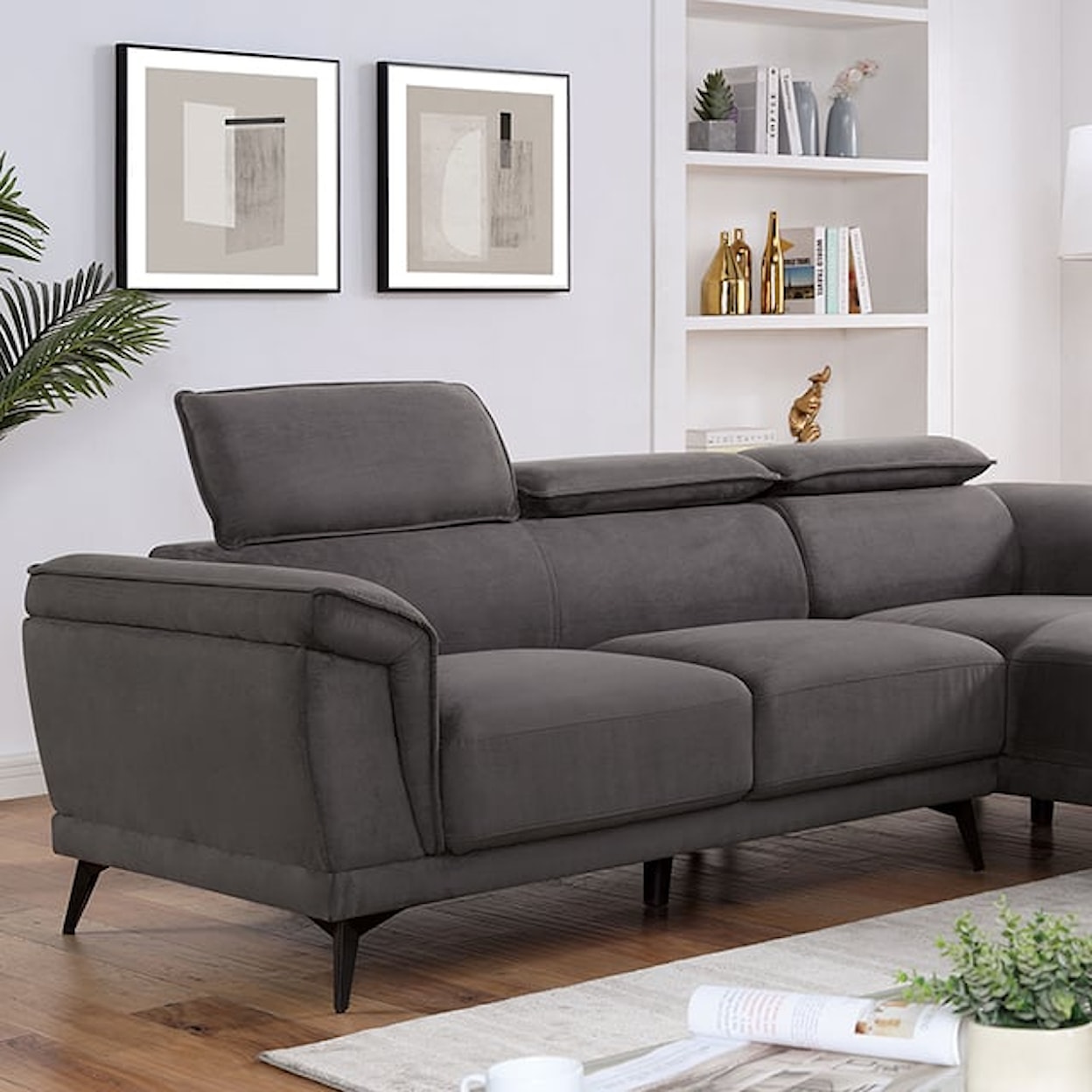 Furniture of America Napanee Sectional with Adjustable Headrests