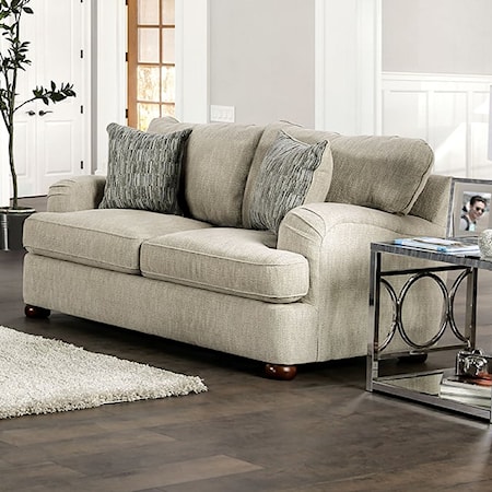 Loveseat with Round Bun Legs