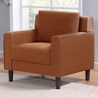 Contemporary Faux Leather Accent Chair with Tapered Legs - Camel