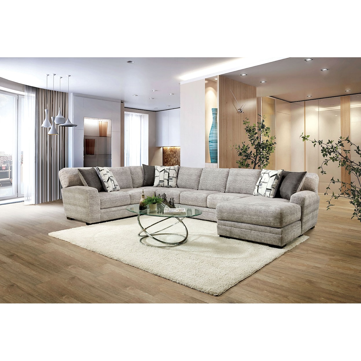 Furniture of America Walthamstow 3-Piece Sectional Sofa