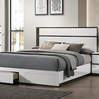 Contemporary Two Tone Queen Panel Bed with Storage