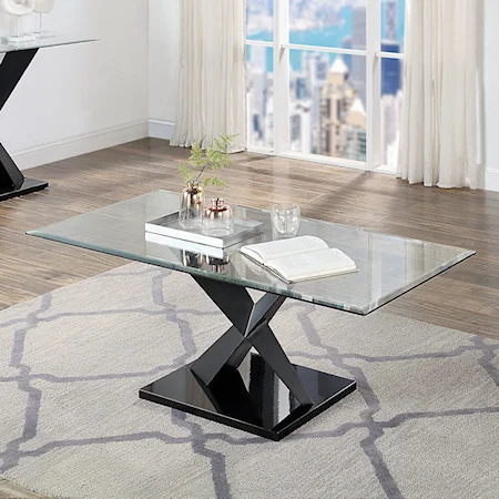 Contemporary Coffee Table with Black Steel Base