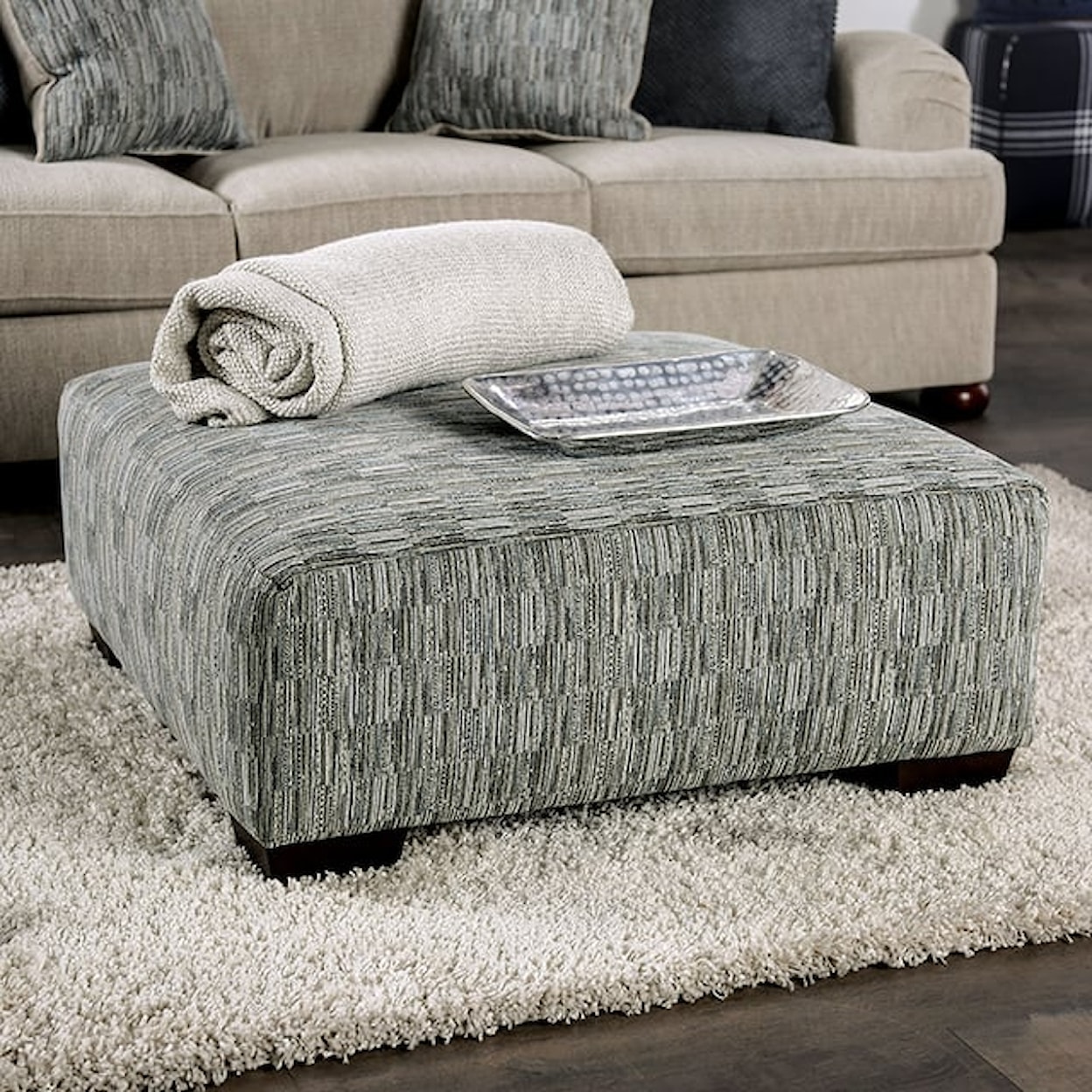 Furniture of America - FOA Salisbury Accent Ottoman with Block Legs