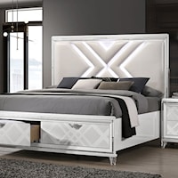 Emmeline Contemporary Queen Platform Storage Bed with Built-in LED Lighting