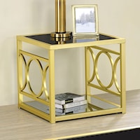 Contemporary End Table with Gold Metal Finish