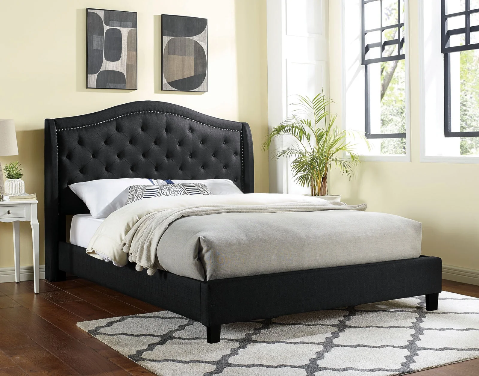 Carly CM7160BK-Q-BED Queen Bed, Black | Household Furniture | Bed ...