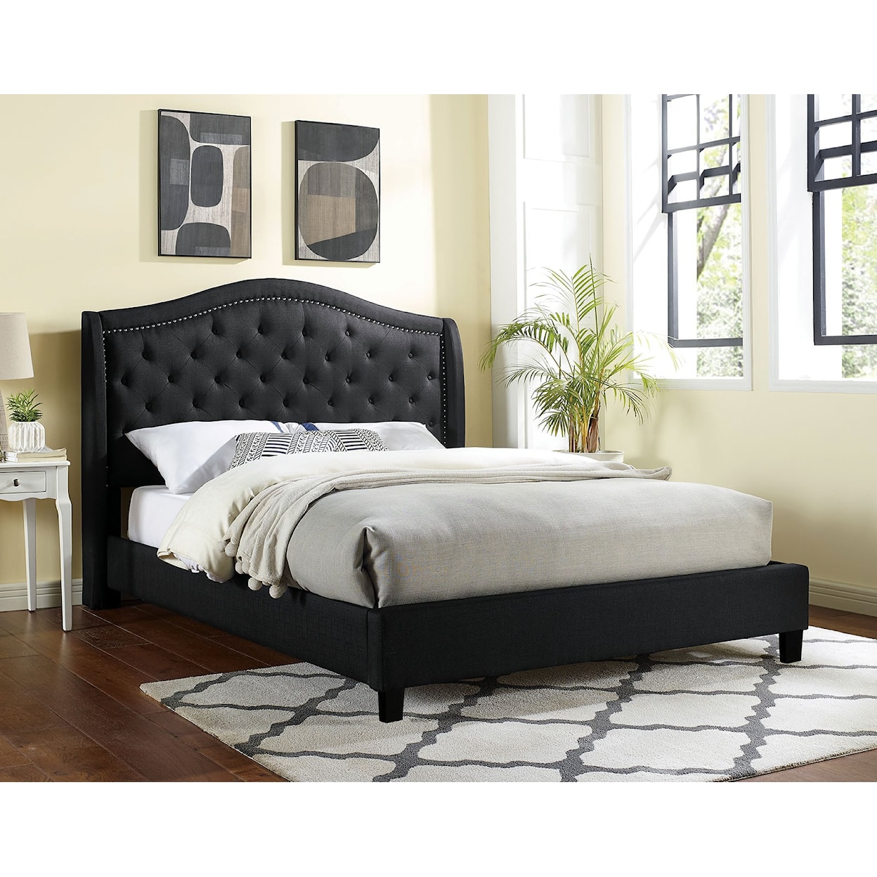 Furniture of America Carly Queen Bed, Black