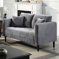 Contemporary Loveseat with Biscuit Tufting and Throw Pillows