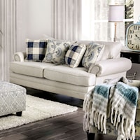 Transitional Loveseat with Rolled Arms