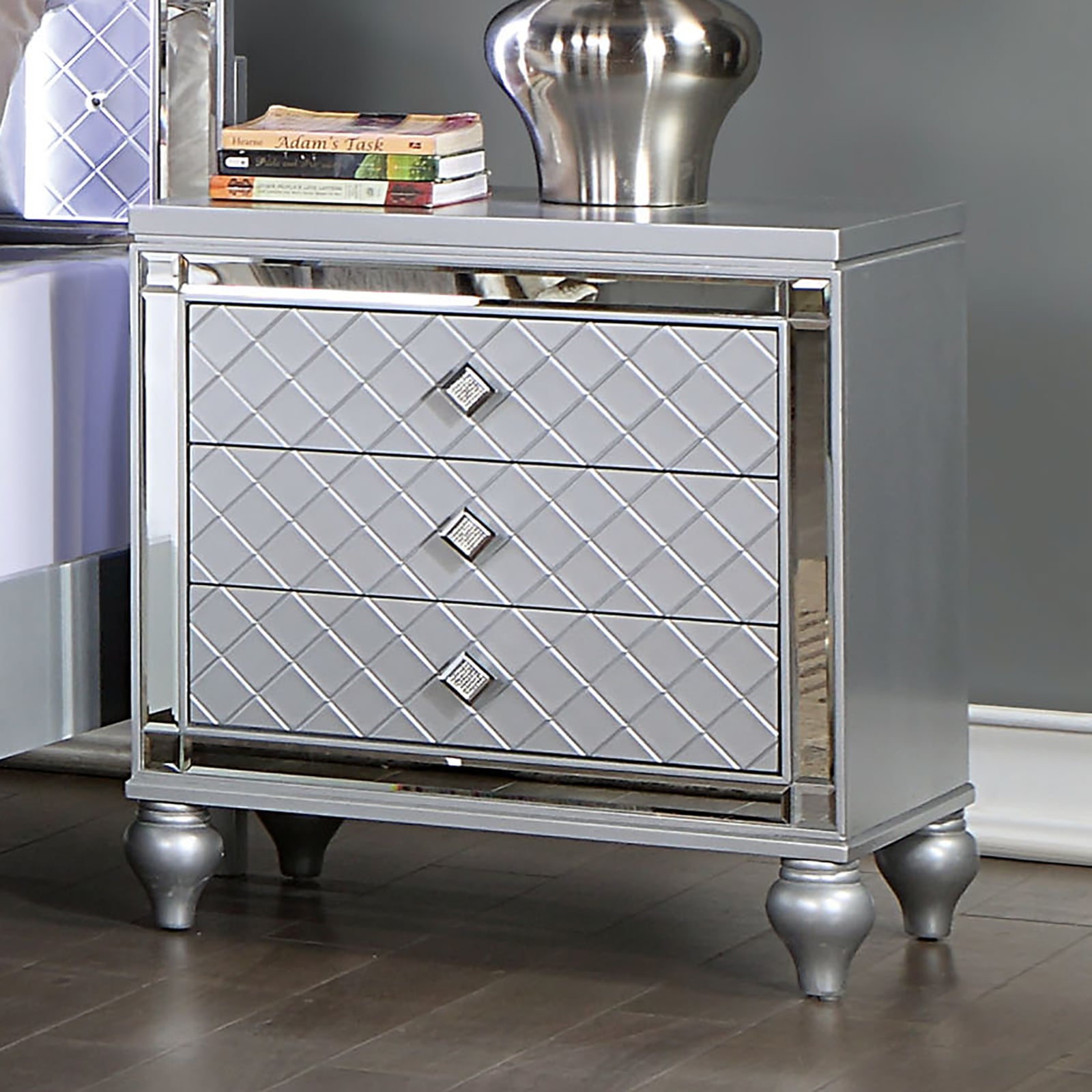 Furniture of America FOA CALANDRIA CM7320SVN Glam 3Drawer
