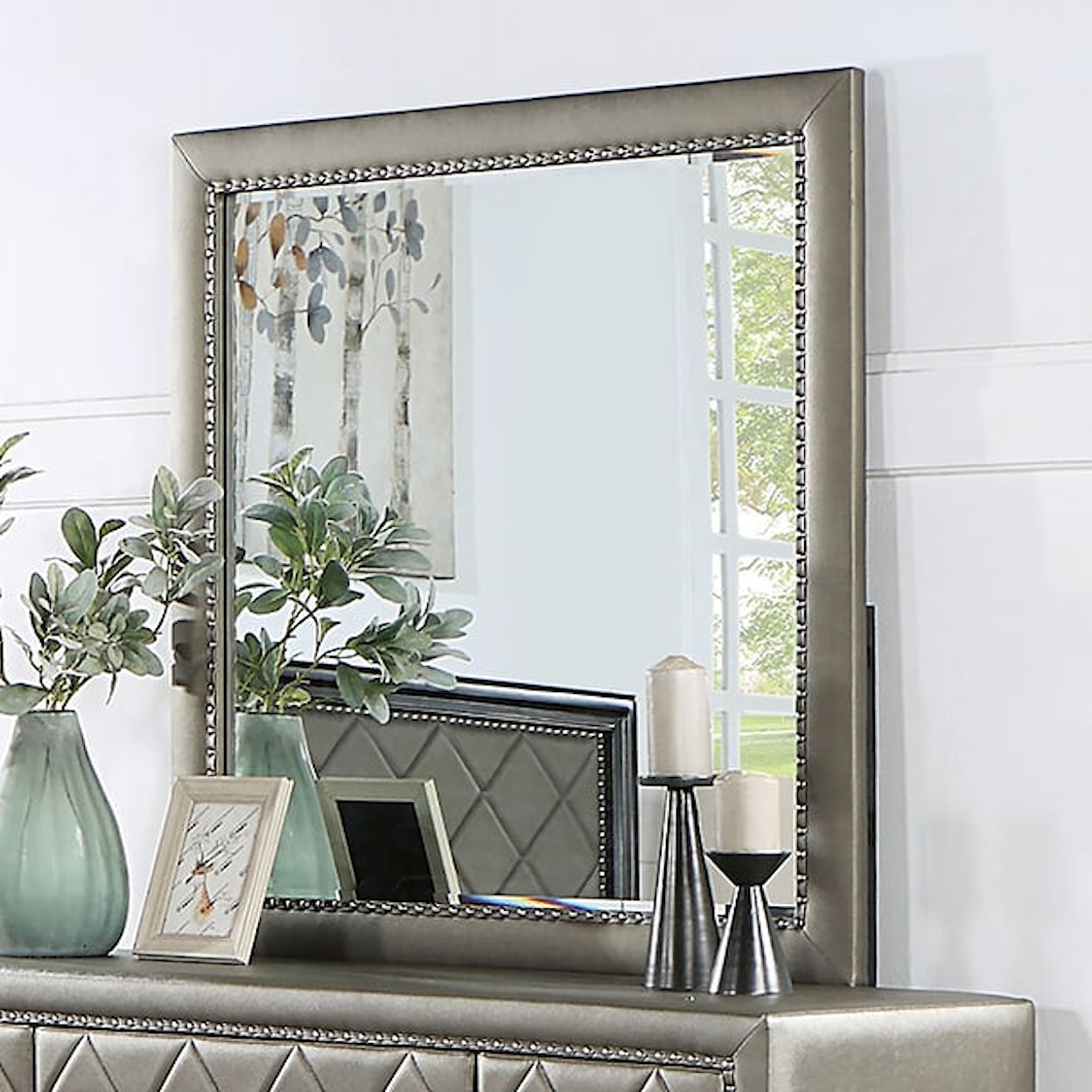 Furniture of America Xandria Upholstered Dresser Mirror