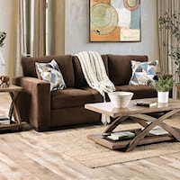 Contemporary Brown Sofa with Track Arms