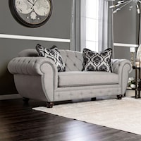 Traditional Tufted Love Seat with Nailheads