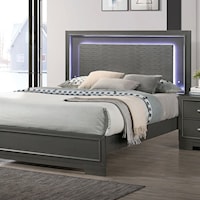Contemporary Queen Panel Bed with Built-in LED Lighting