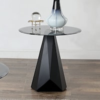 Contemporary End Table with Tempered Glass Top