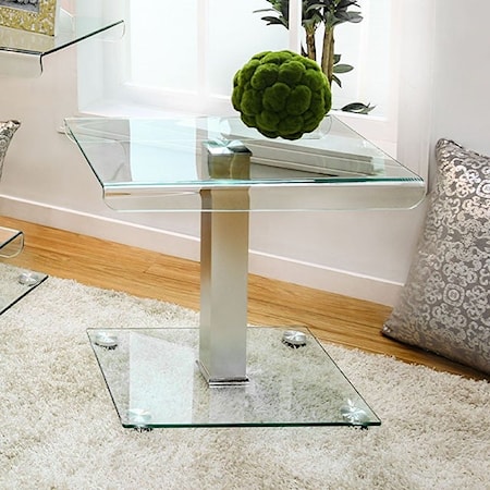  End Table with Glass Top