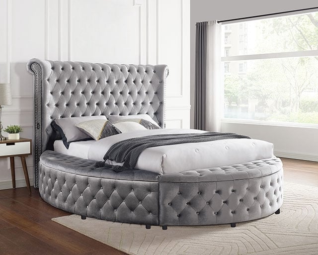 Queen Upholstered Round Bed