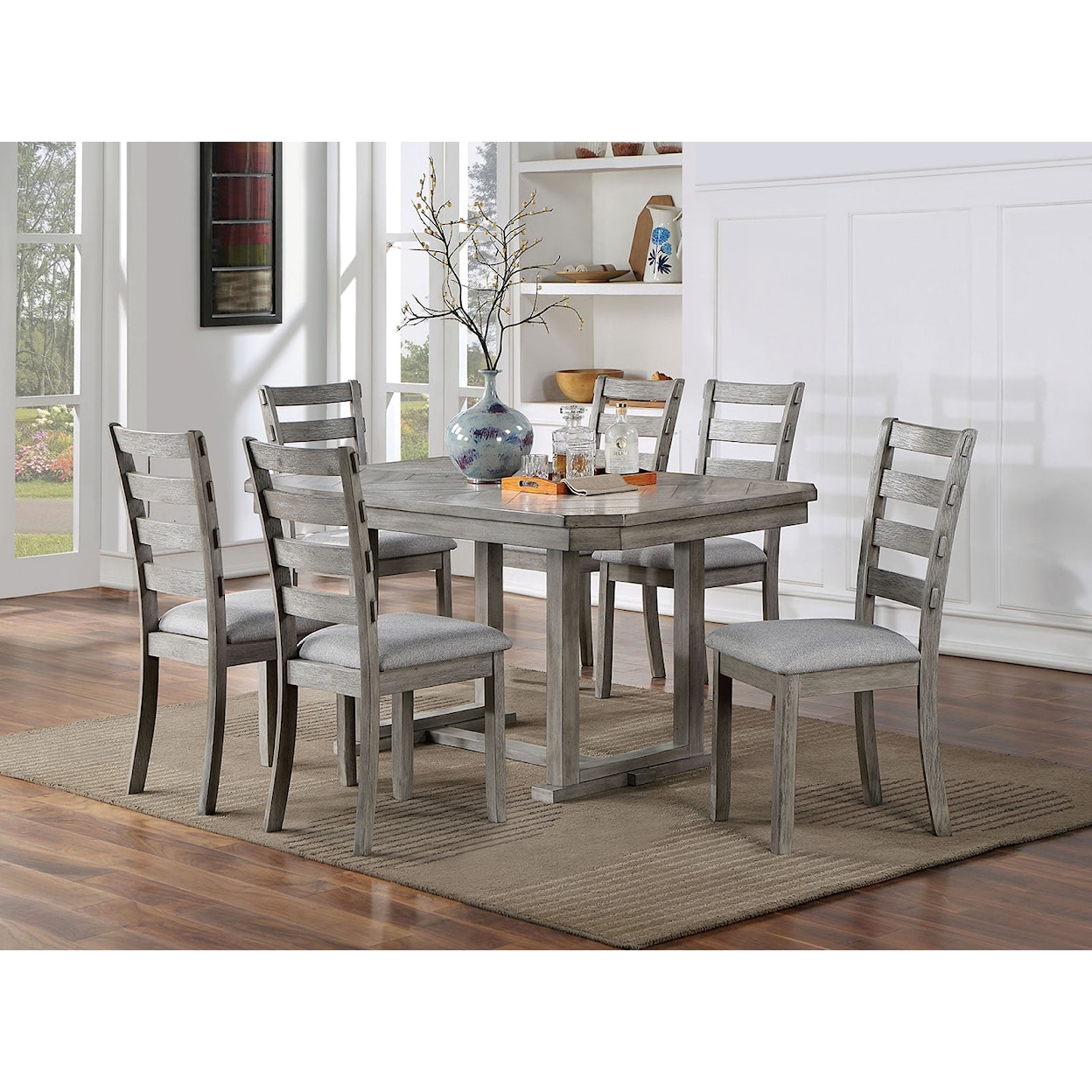 Furniture of America LAQUILA 7 Pc. Dining Table Set