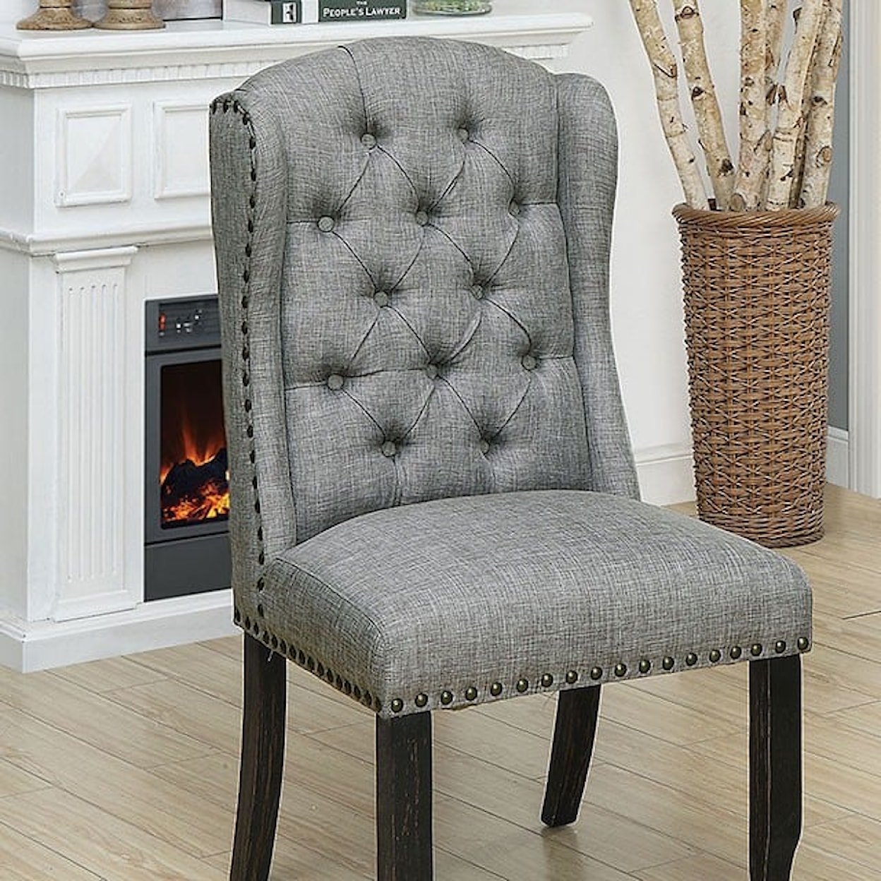 Furniture of America - FOA Sania Wingback Dining Chair with Button Tufting