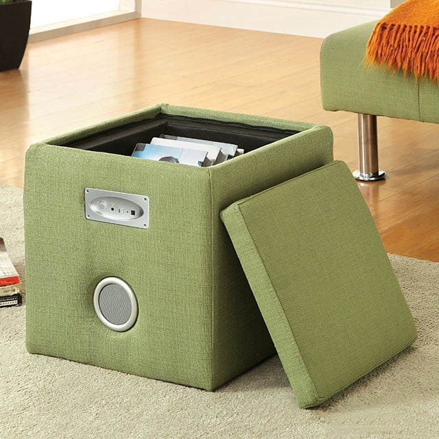 Furniture of America Rythmo Fabric Ottoman with Speaker System