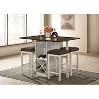 Farmhouse Bingham 5-Piece Counter Height Dining Set with Wine Storage