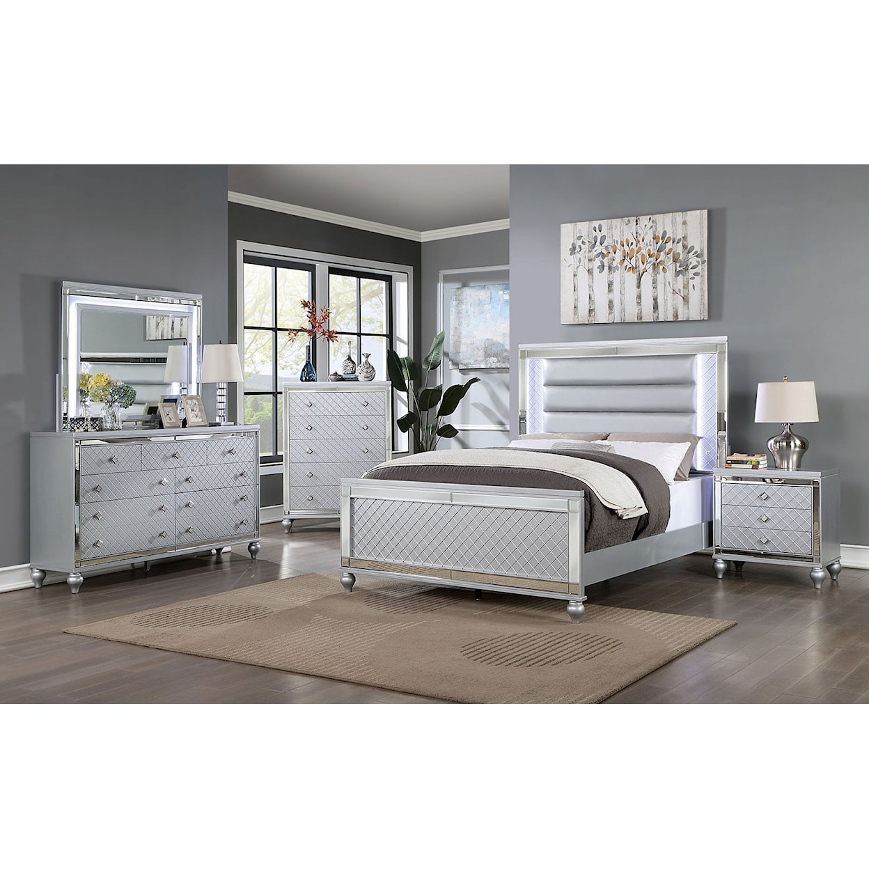 Furniture of America - FOA CALANDRIA Queen Bed with Built-In Lighting