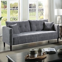 Contemporary Sofa with Biscuit Tufting and Throw Pillows