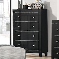 Contemporary Black 4-Drawer Bedroom Chest