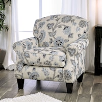 Transitional Floral Chair with Rolled Arms