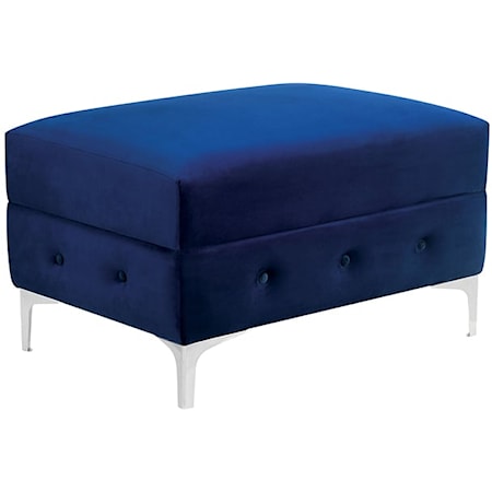 Transitional Navy Ottoman with Button Tufting