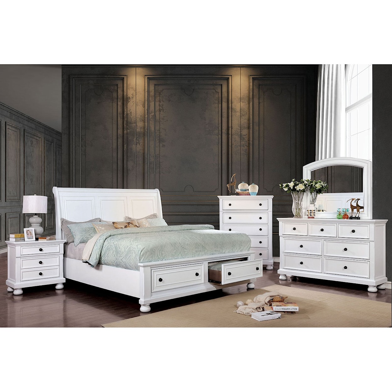 Furniture of America Castor 5 Pc. Queen Bedroom Set w/ 2NS