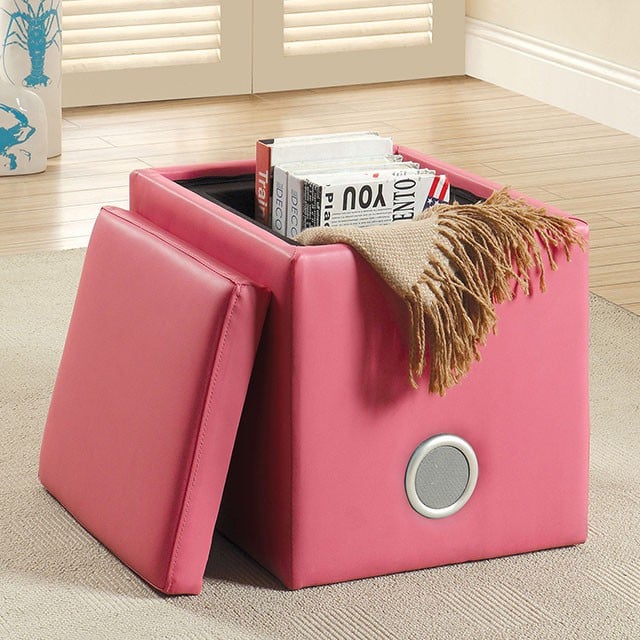 Furniture of America Rythmo Fabric Ottoman with Speaker System