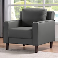 Contemporary Faux Leather Accent Chair with Tapered Legs - Gray
