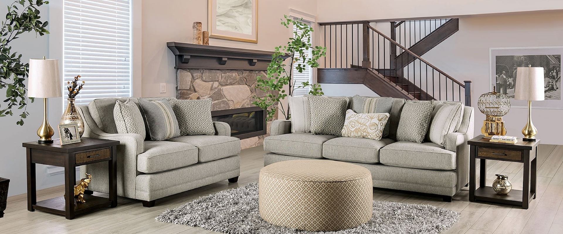 Transitional 2-Piece Living Room Set