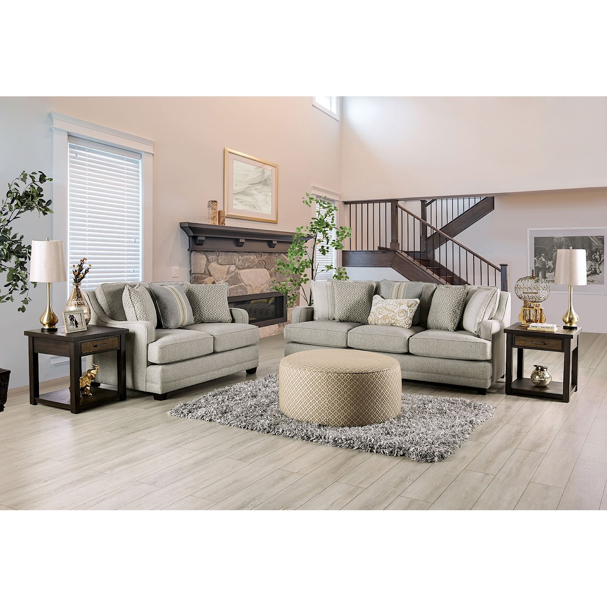 Furniture of America Stephney Sofa + Loveseat