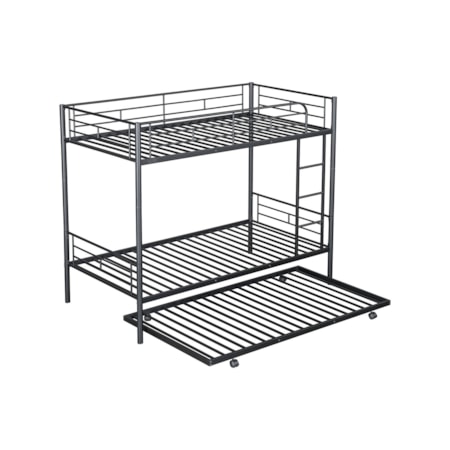 Twin over Twin Bunk Metal Bed with Trundle