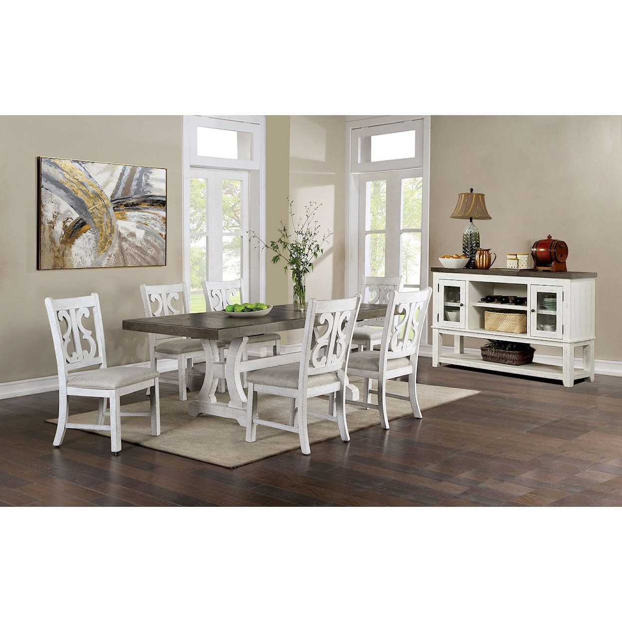 Furniture of America Auletta 7 Pc. Dining Table Set