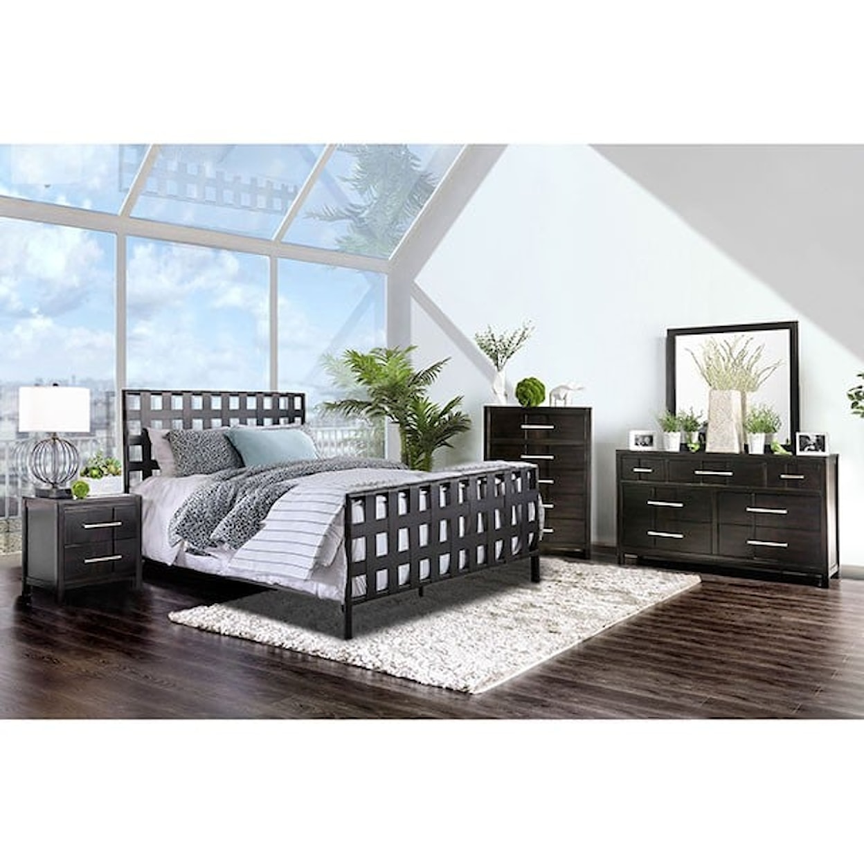 Furniture of America - FOA Earlgate Twin Bed with Lattice Style Headboard