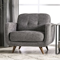 Mid-Century Modern Accent Chair with Biscuit-Tufting