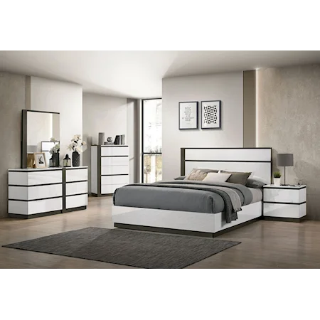 Contemporary Birsfelden Two Tone 4-Piece Queen Bedroom Set