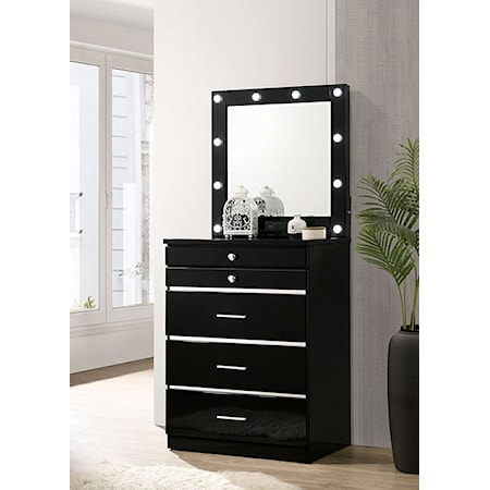 Black Vanity Desk and Mirror Set